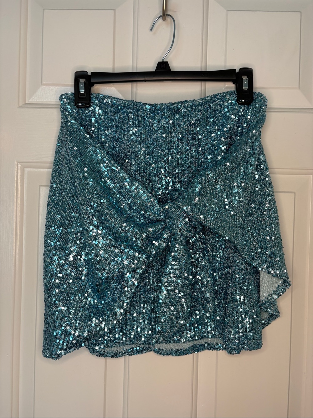 Show Me Your MuMu Frosty Blue Sequin Wrap Mini Skirt